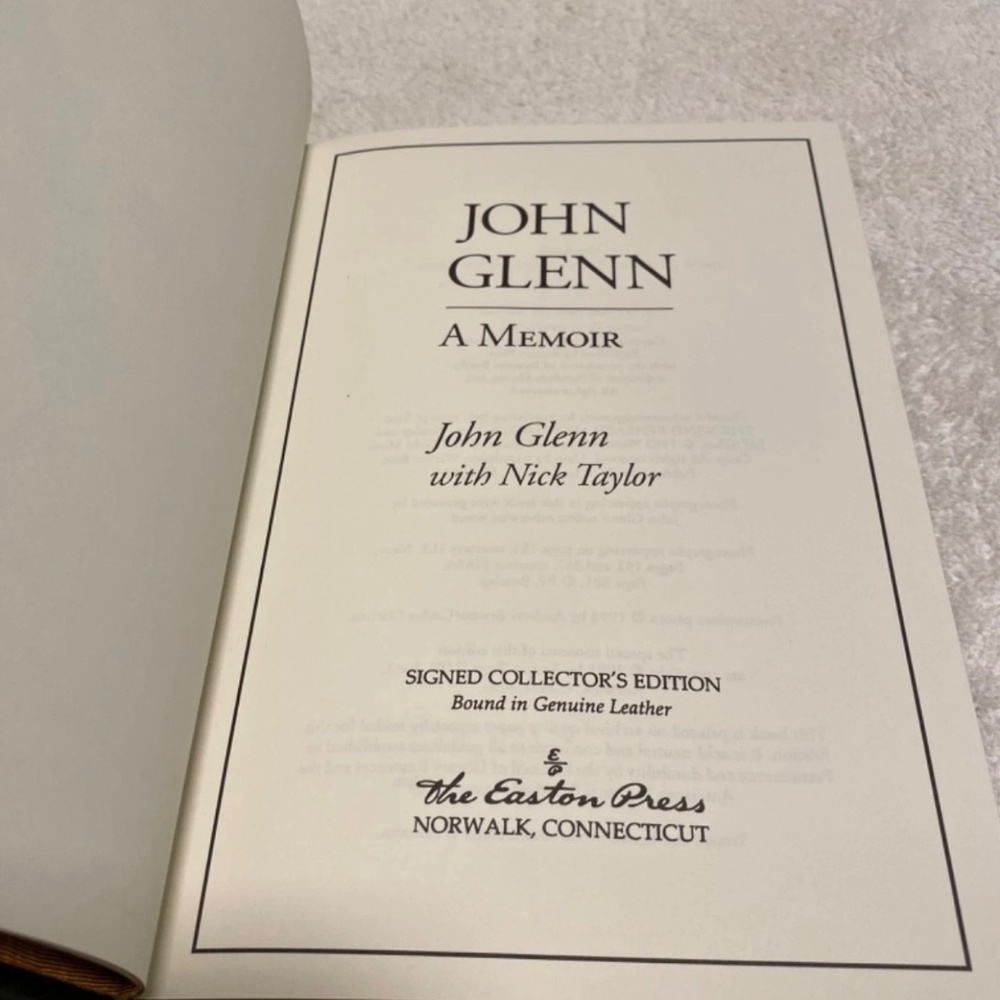 John Glenn: A Memoir – Easton Press Leather Signed Edition w/ COA – Collectible - Picture 6 of 9